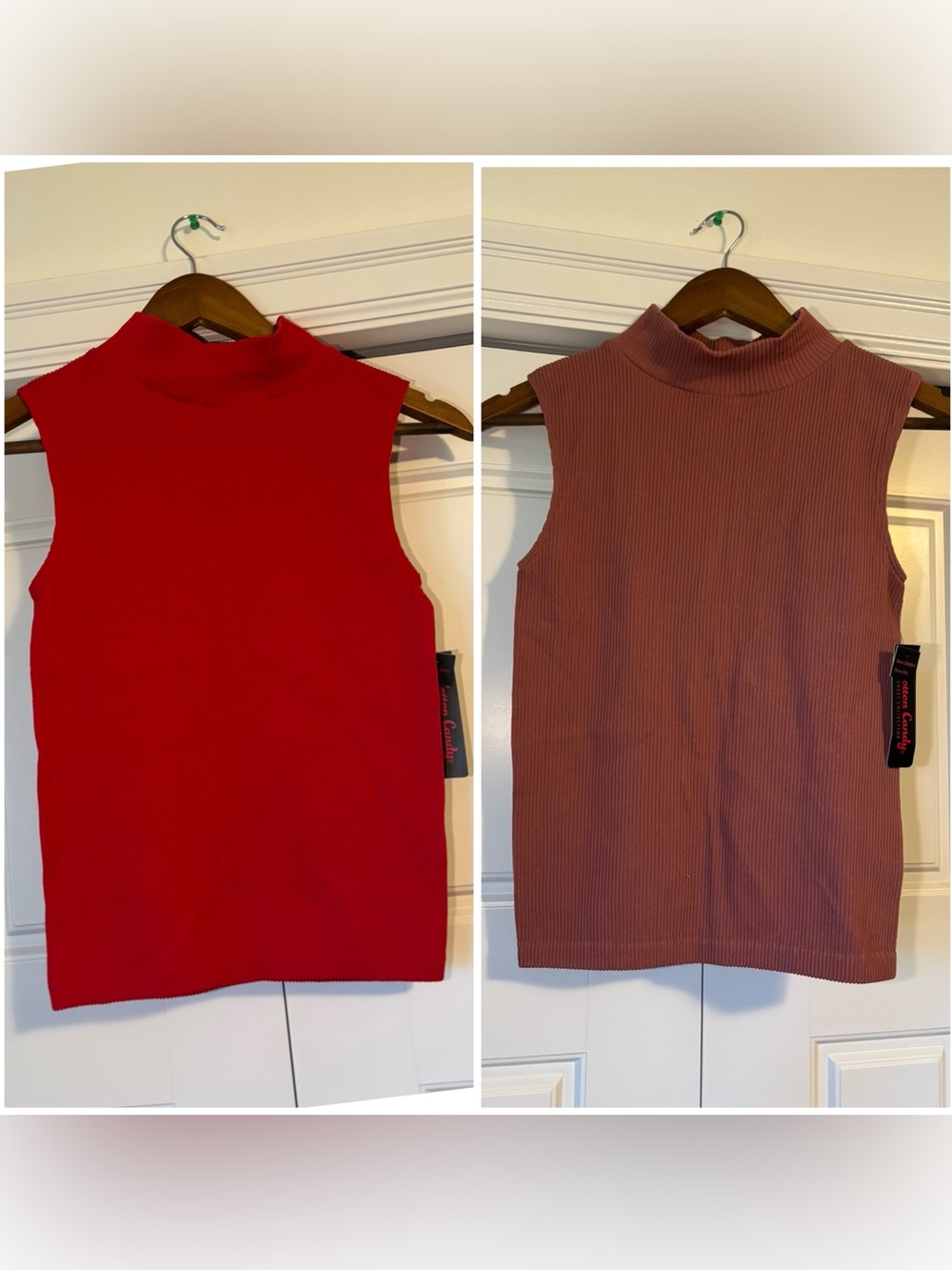 BUNDLE: Cotton candy, red & mauve ribbed high neck tops